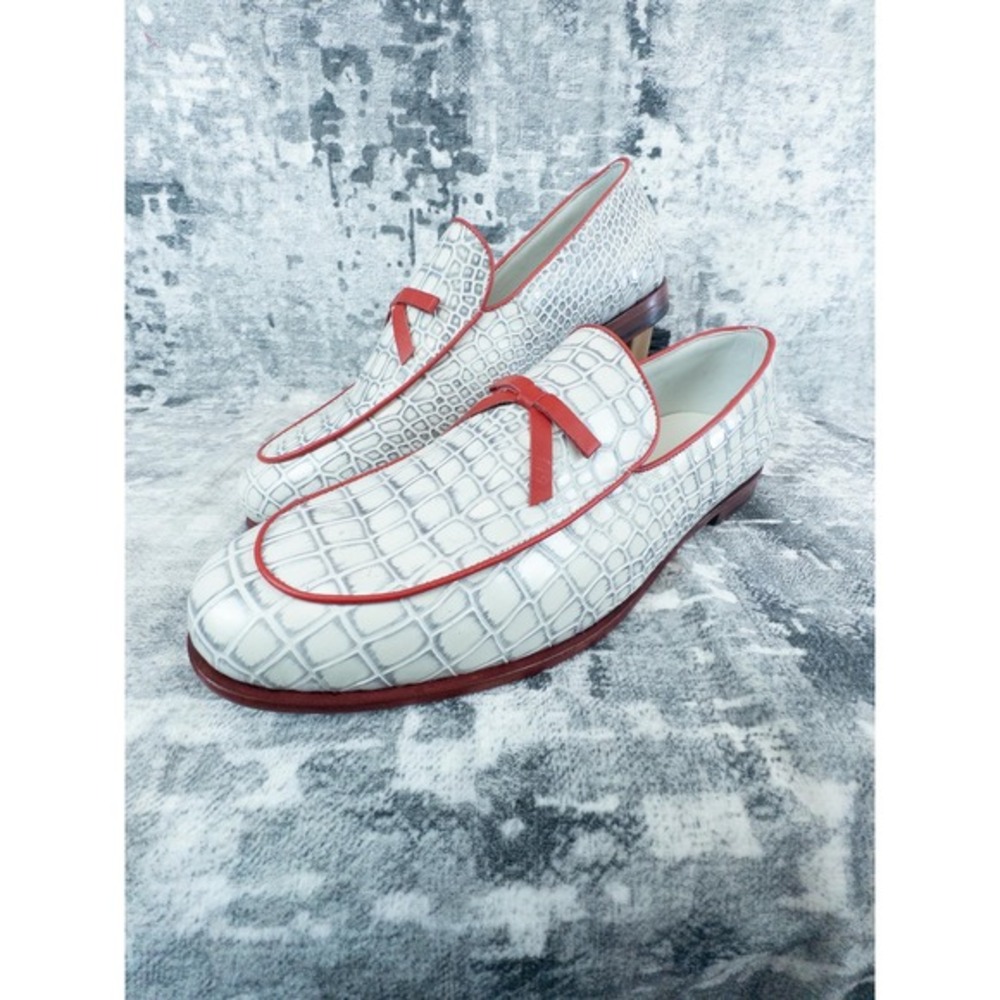 Marc Nolan Odell Belgian Loafers Mens White Faux‎ Crocodile Alligator Size 16